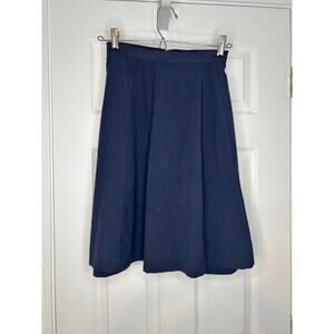 Ellen Tracy Navy A Line Skirt Size 12 Pleated Knee Length Career Office